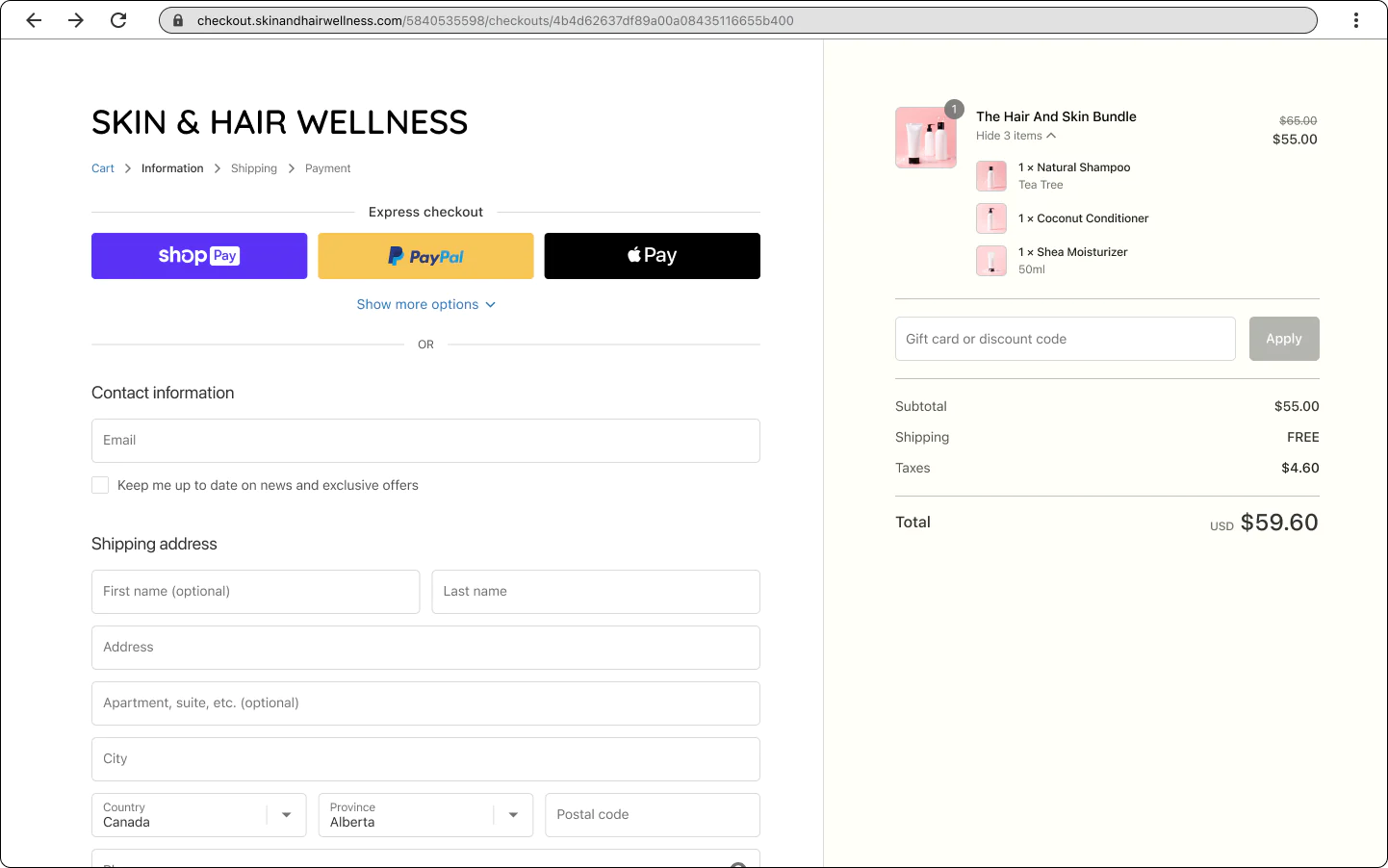 Shopify bundel in checkout