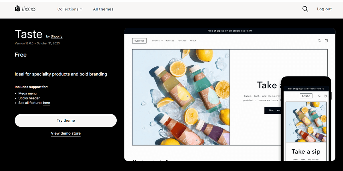 Taste Shopify Thema