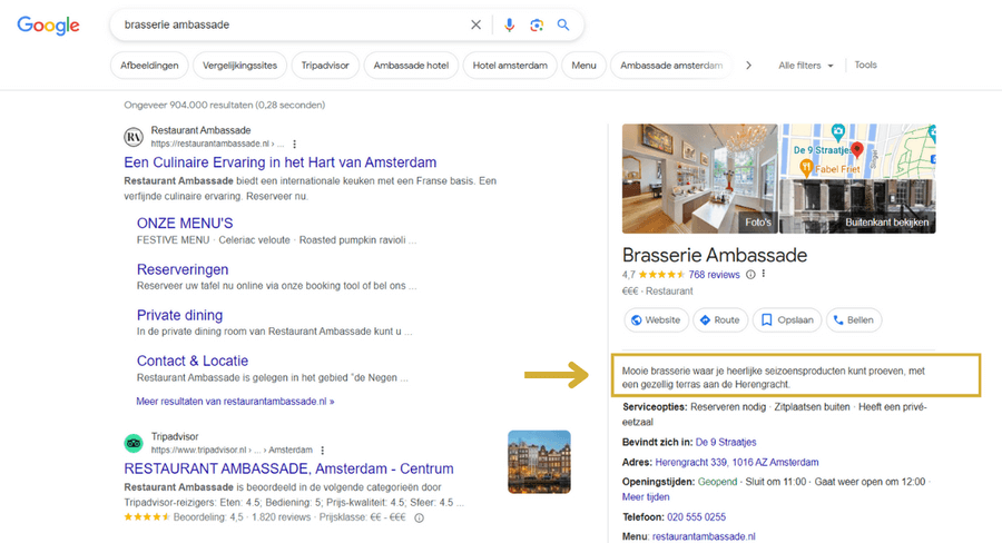 Google mijn bedrijfspagina met goede omschrijving 
